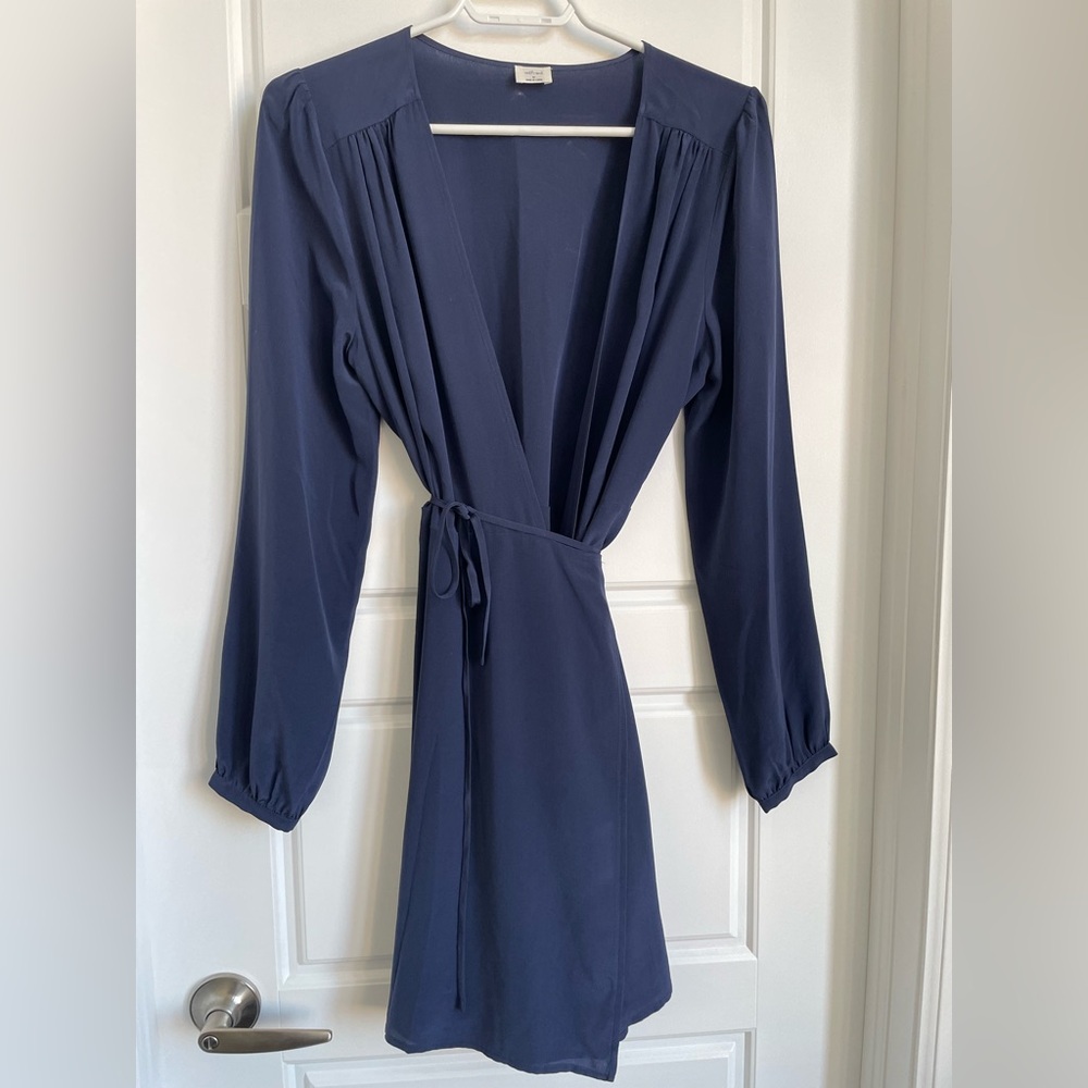 Wilfred Navy Wrap Dress